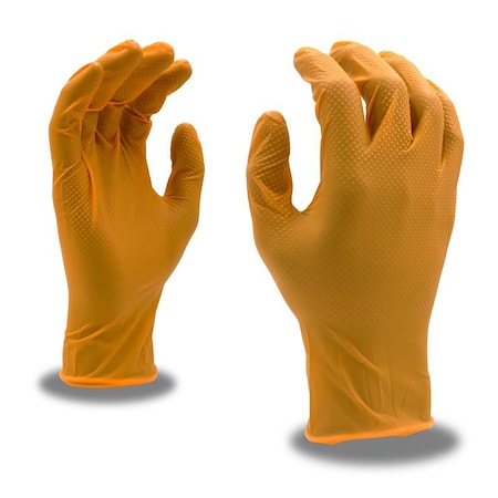 Cordova Nitri-Cor Diamond, Disposable Gloves, 6 mil Palm, Nitrile, Powder-Free, XL, 12 PK, Orange 4087XL